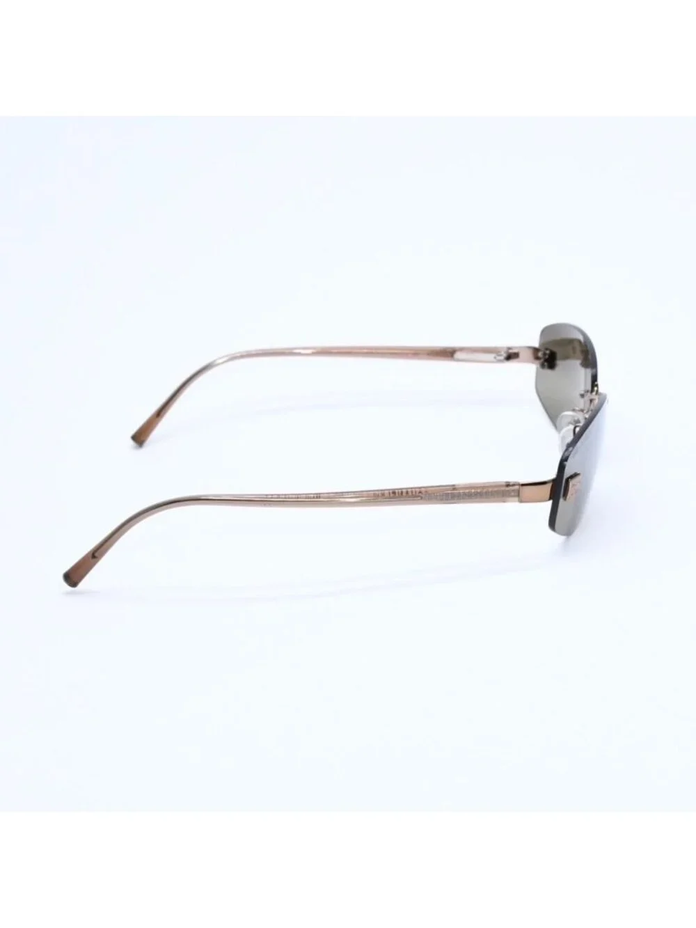 Chanel Rimless Sunglasses 18 Brown Acetate CC Logo Gold Eyewear